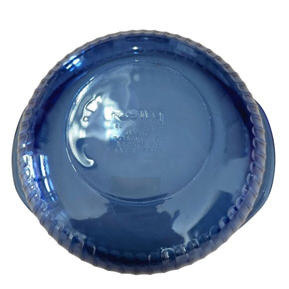 Pyrex Sculptured Cobalt Casserole Bowl 2qt Bakeware ribbed glass translucent - Picture 4 of 10